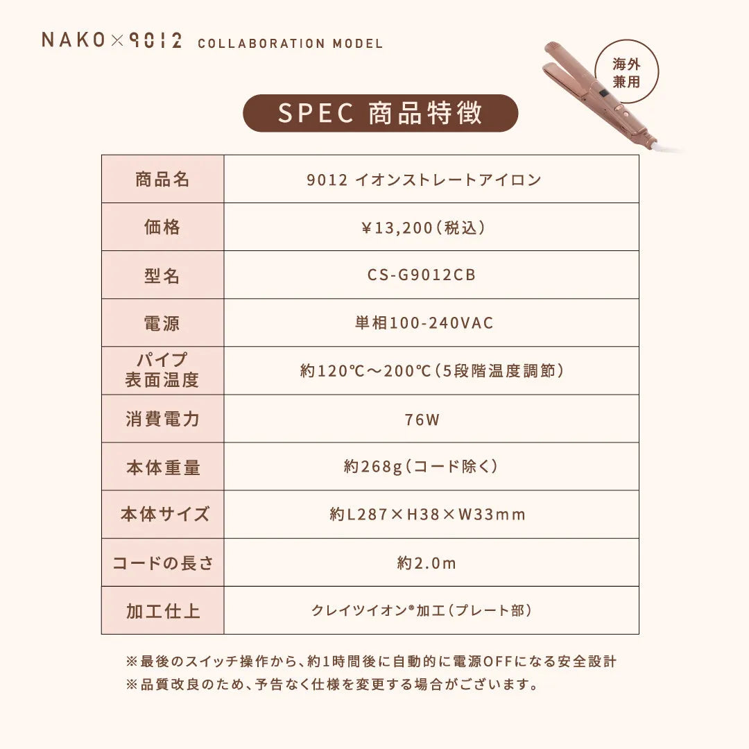 クレイツイオン 9012 イオンストレートアイロン NAKOコラボ｜CREATE ION - CHOUCHOU シュシュ｜美容アイテム通販サイト