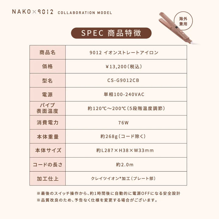 クレイツイオン 9012 イオンストレートアイロン NAKOコラボ｜CREATE ION - CHOUCHOU シュシュ｜美容アイテム通販サイト