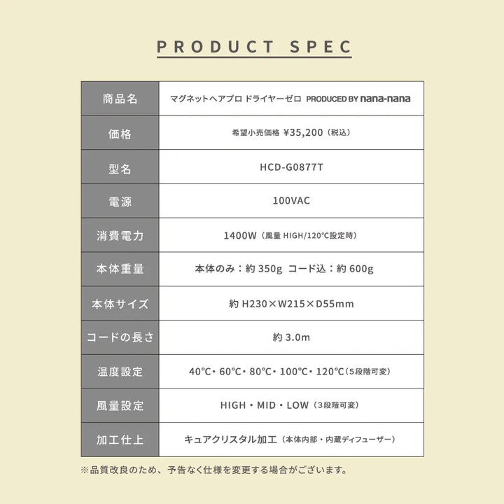 マグネットヘアプロ ドライヤーゼロ PRODUCED BY nana-nana｜MAGNETHairPro - CHOUCHOU シュシュ｜美容アイテム通販サイト